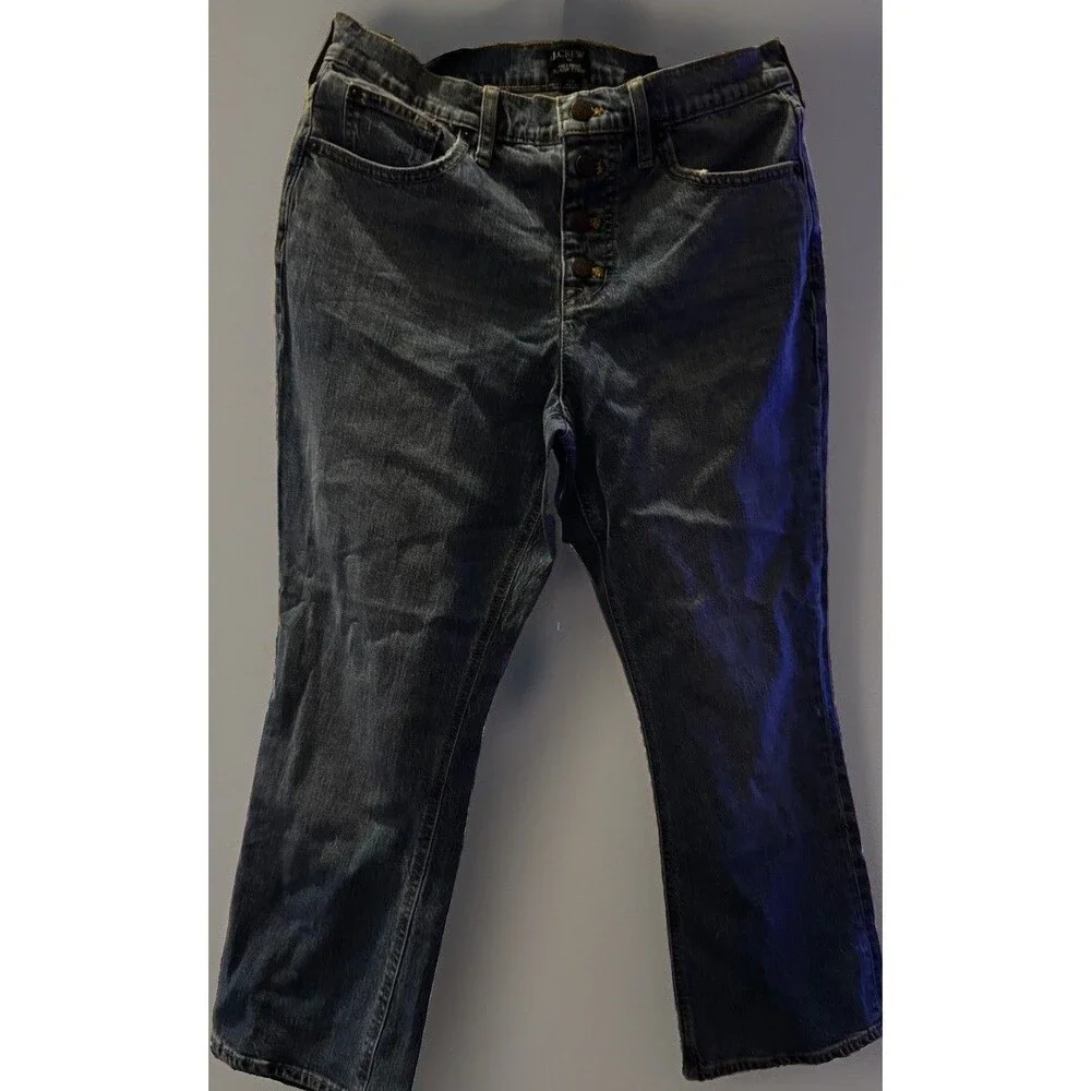 NWOT J.Crew Women’s Medium Wash Mid Rise Flare Crop Jeans - 29